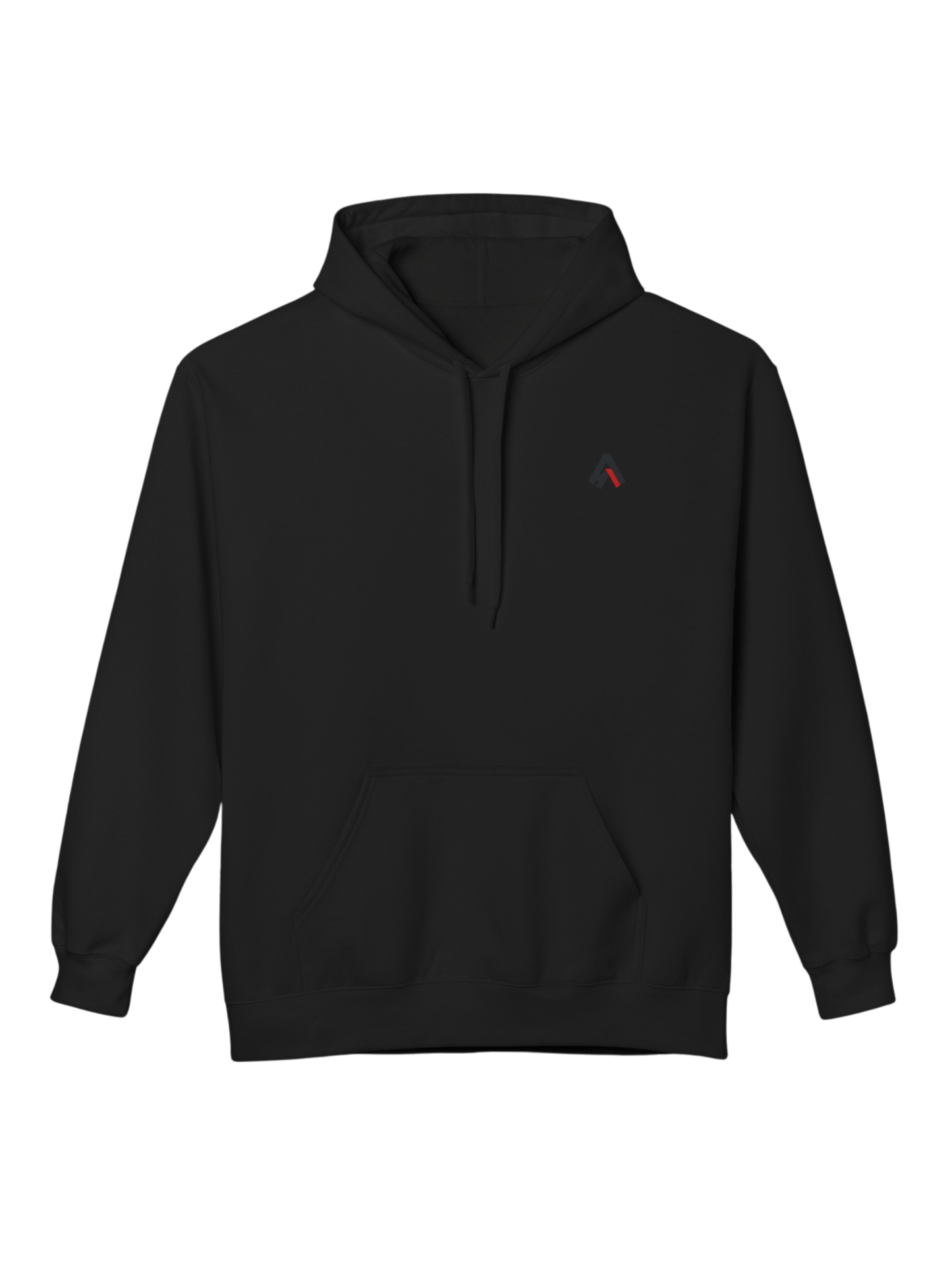 Athlo Athletics Roots of Resilience hoodie front view in black featuring minimalist Athlo Athletics logo.