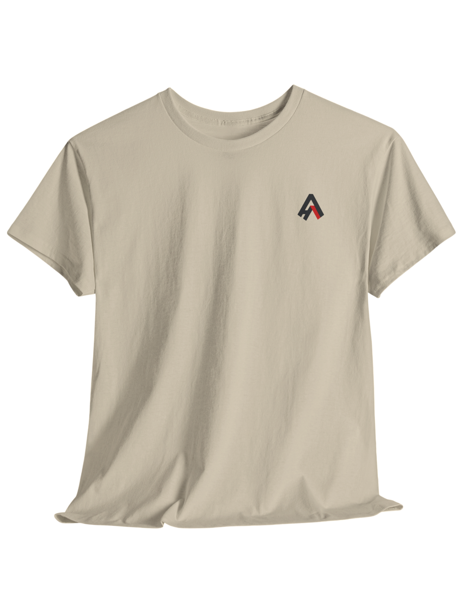 Athlo Athletics sand Relentless Grizzly T-shirt front view with signature Athlo logo, lifestyle fitness tee.