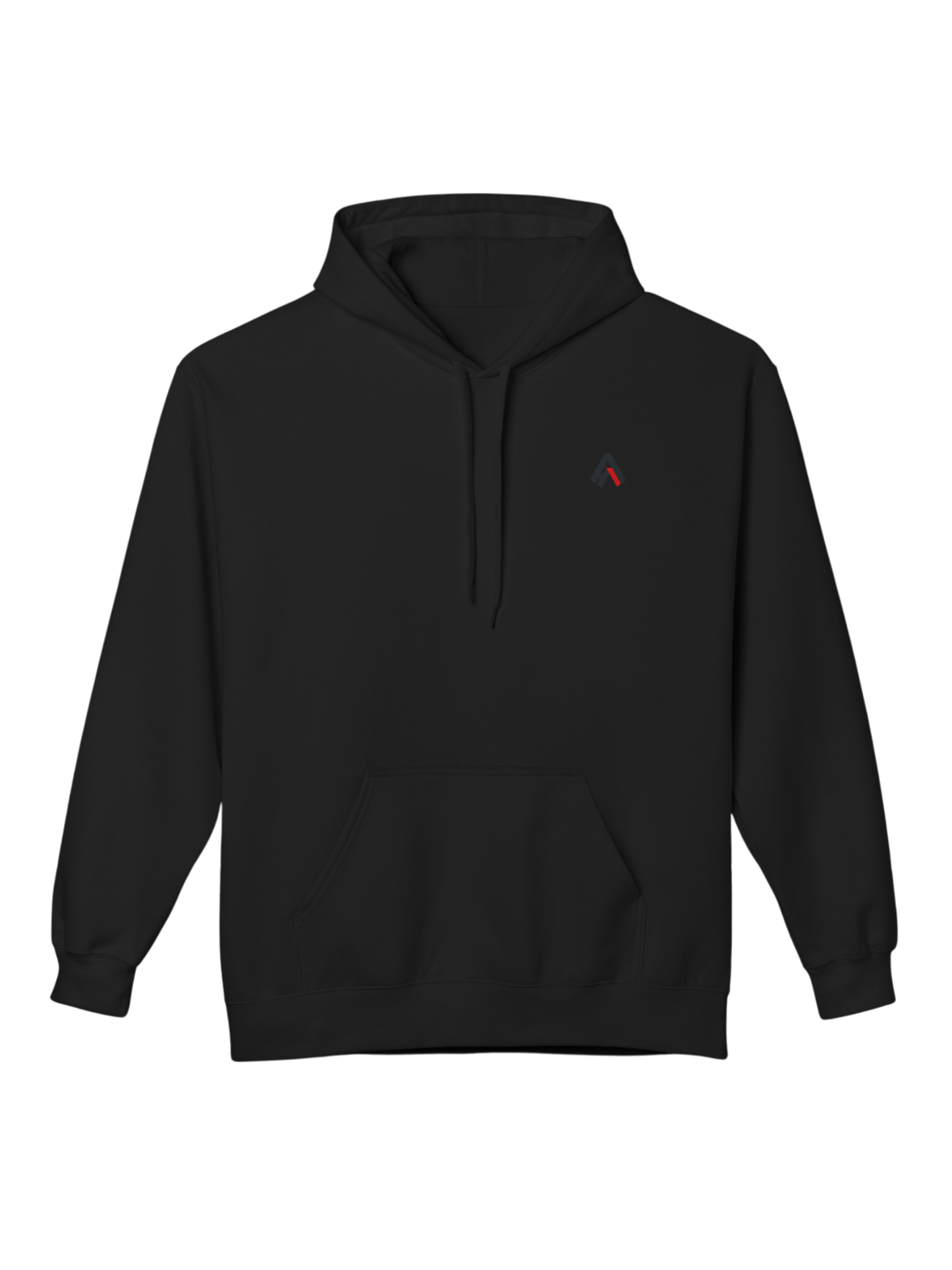 Athlo Athletics Angel of Truth hoodie front view in black with minimalist Athlo Athletics logo.