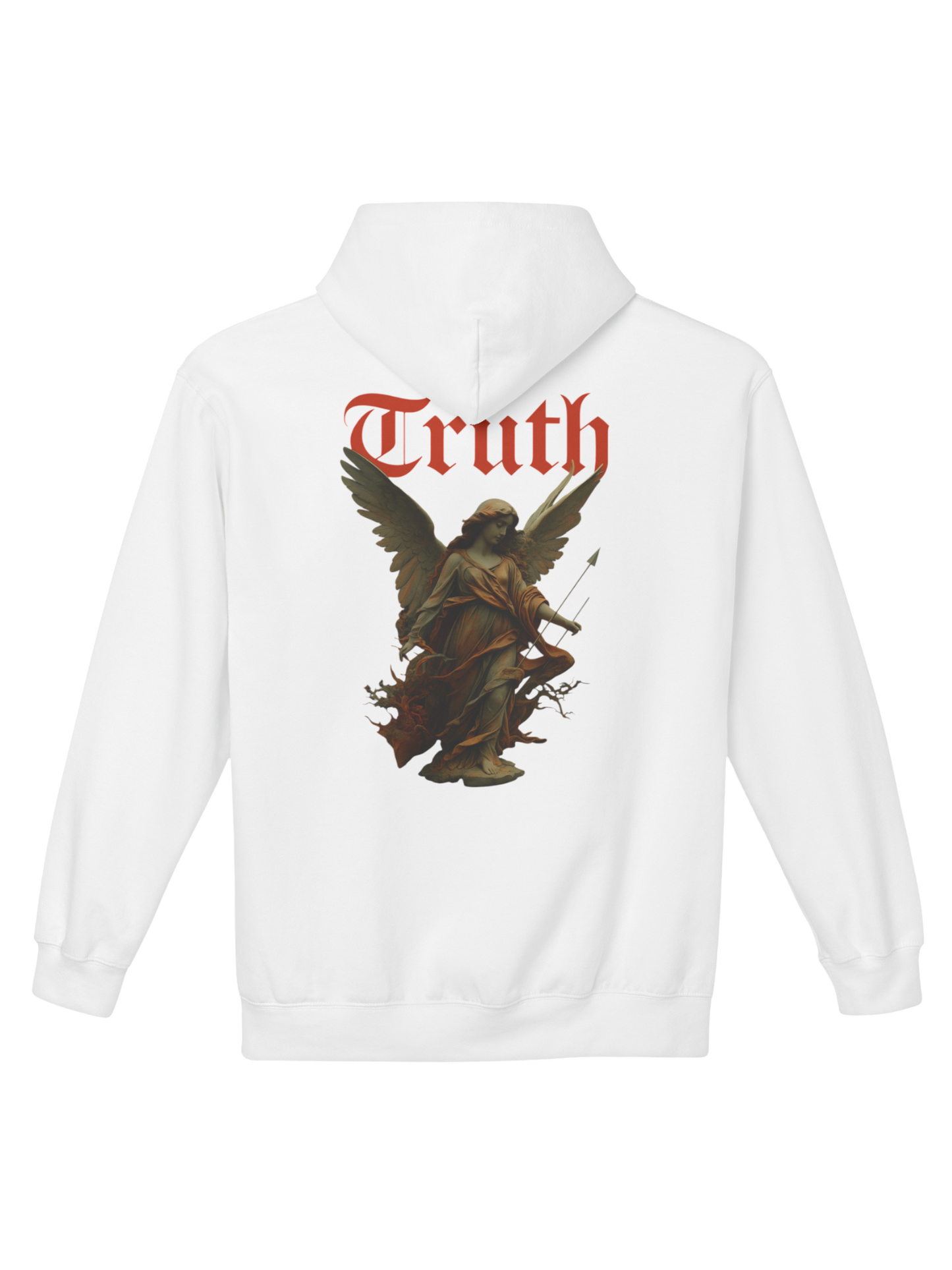 Athlo Athletics Cosmic Strength hoodie front view in white with small Athlo Athletics logo.