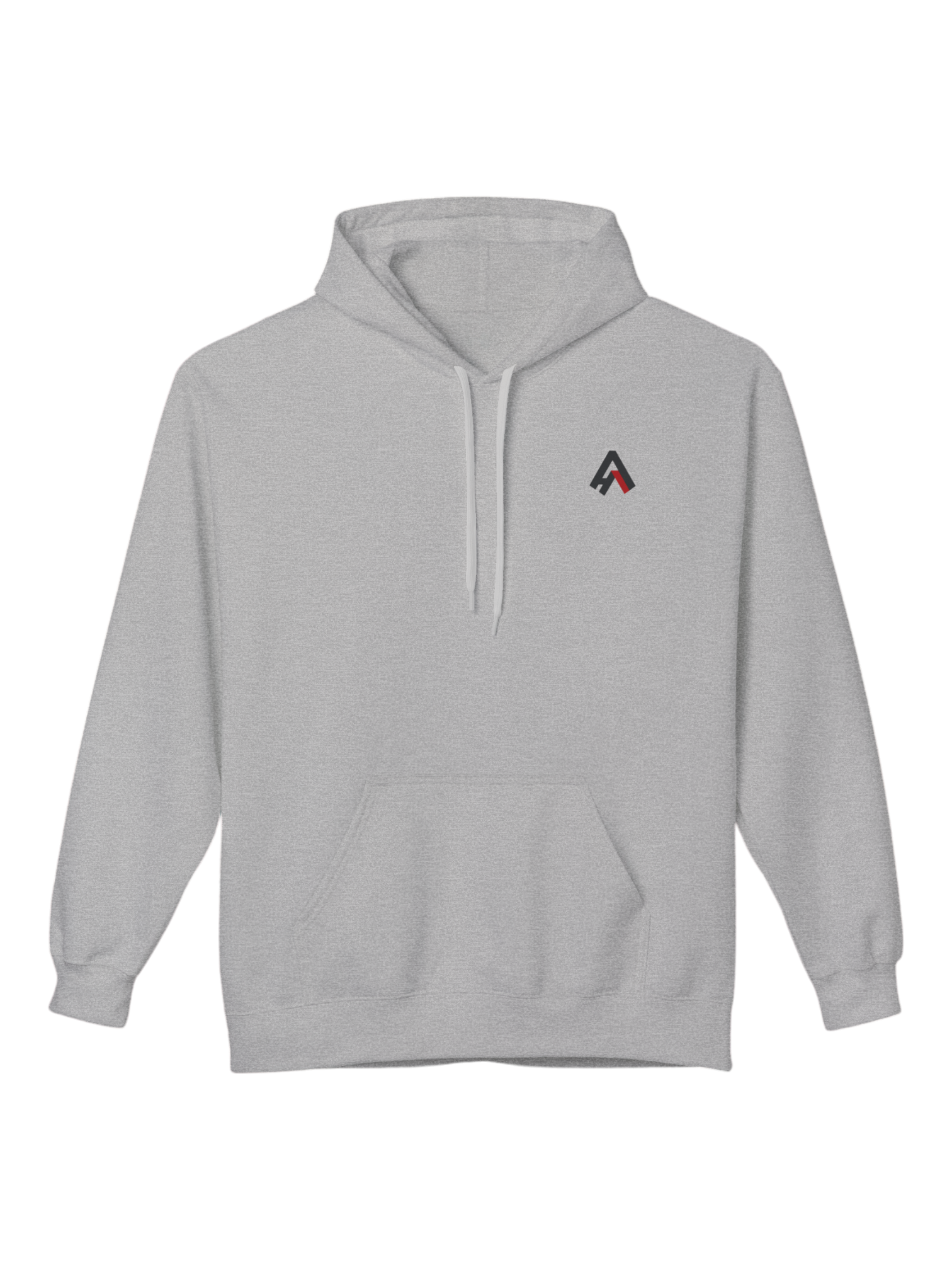 Front of Athlo Athletics Savage Bunny grey hoodie featuring embroidered-style Athlo chest logo, premium heavyweight gym hoodie.