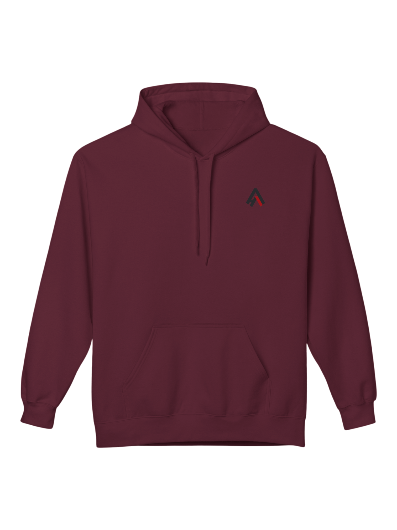 Front view of Athlo Athletics Savage Bunny maroon hoodie with minimalist Athlo logo and premium heavyweight construction.