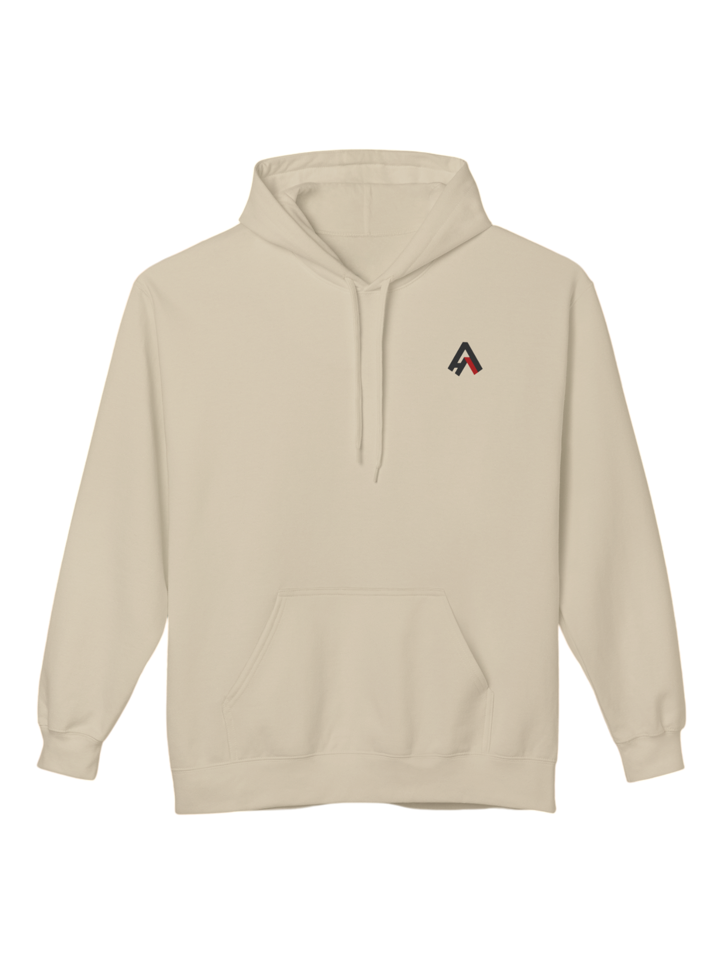 Front view of Athlo Athletics Savage Bunny sand hoodie with minimalist Athlo logo, heavyweight cotton blend hoodie.